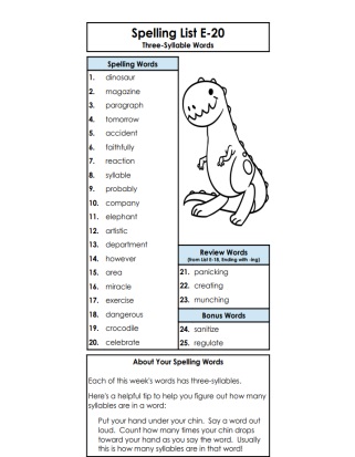 Spelling list 5th Grade