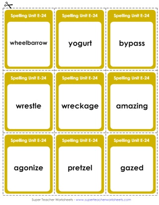Grade 5 Flash Cards Spelling