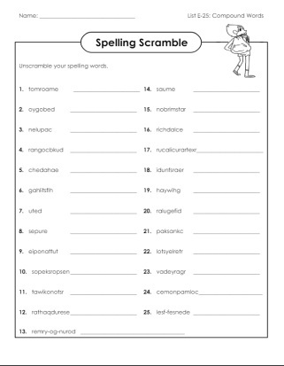 Spelling Word Scramble Grade 5