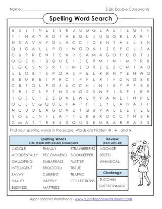 Spelling Word Search 5th Grade