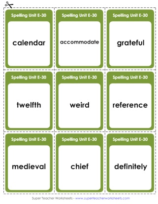 Spelling Flashcards Grade 5