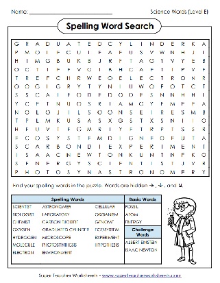 5th Grade Science Word Search - Science