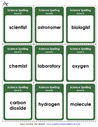 5th Grade Spelling Flashcards - Science Words