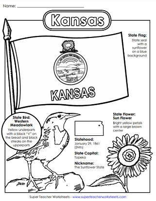 Kansas Printables - State Symbols Worksheet