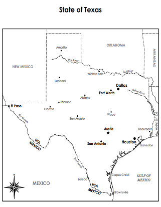 State of Texas Labeled Map