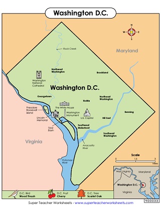 Washington DC Printable Map
