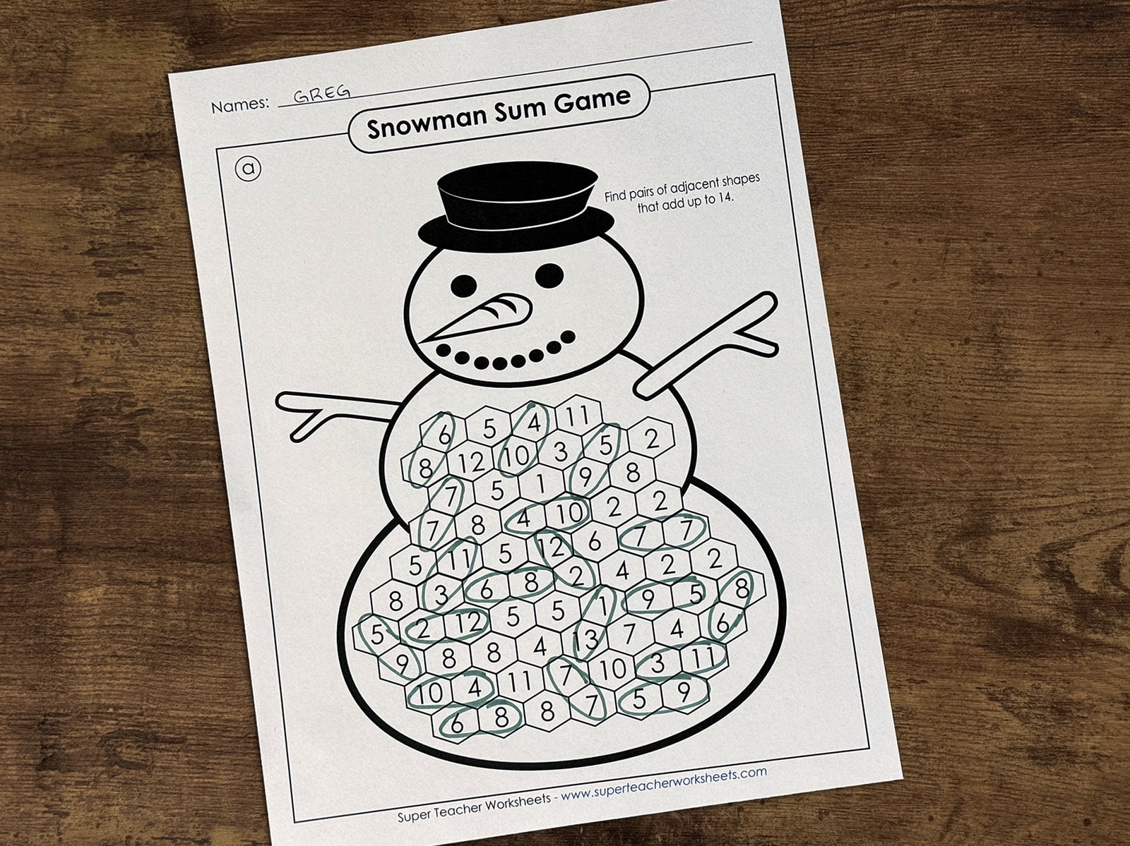 Winter Sum Game Snowman Theme