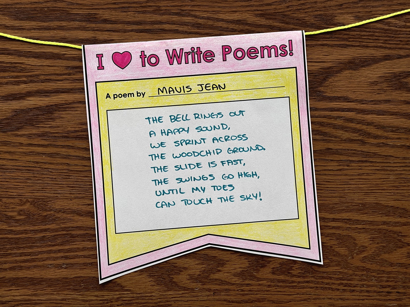 Student Poem Pennant Activity