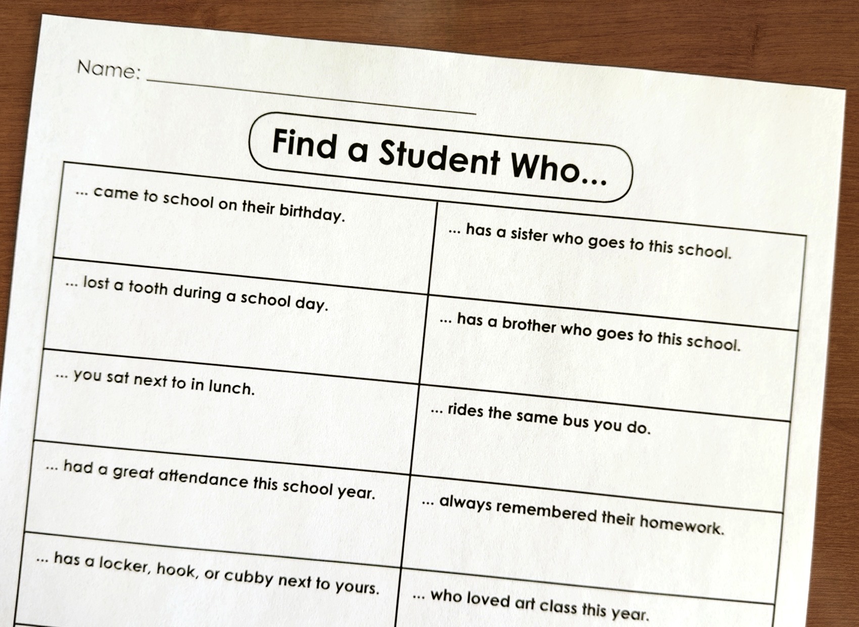 End of Year Find a Student Who Class Fun