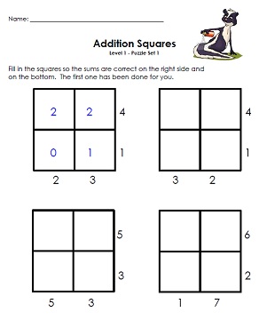 Logic Puzzle: Addition Squares