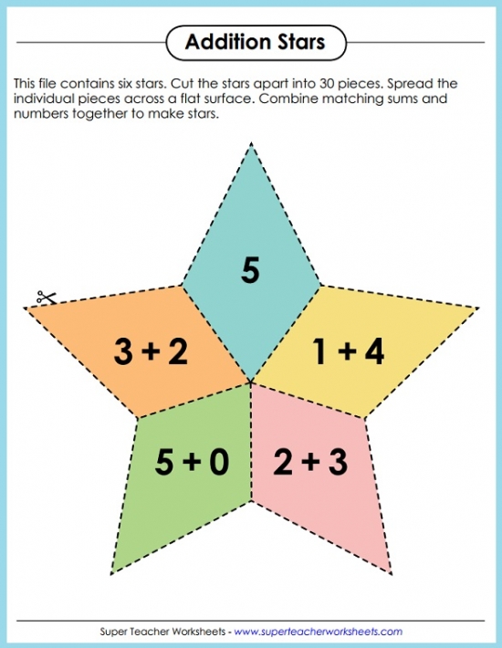 Addition Math Stars