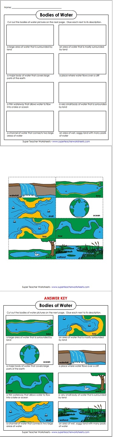 Bodies of Water Worksheet