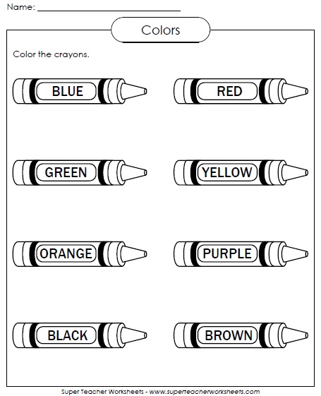Printable Colors Worksheet