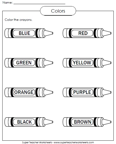 Colors Worksheets - Kindergarten and Preschool
