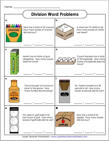 Basic Division Word Problems