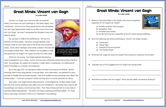 Vincent van Gogh Article