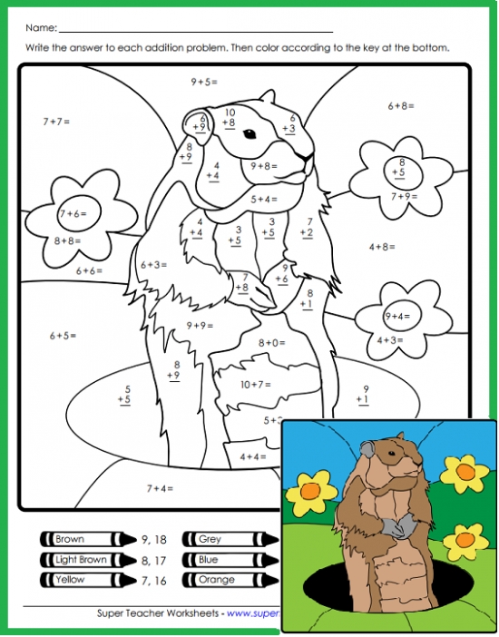 Groundhog Day Math Mystery Picture 