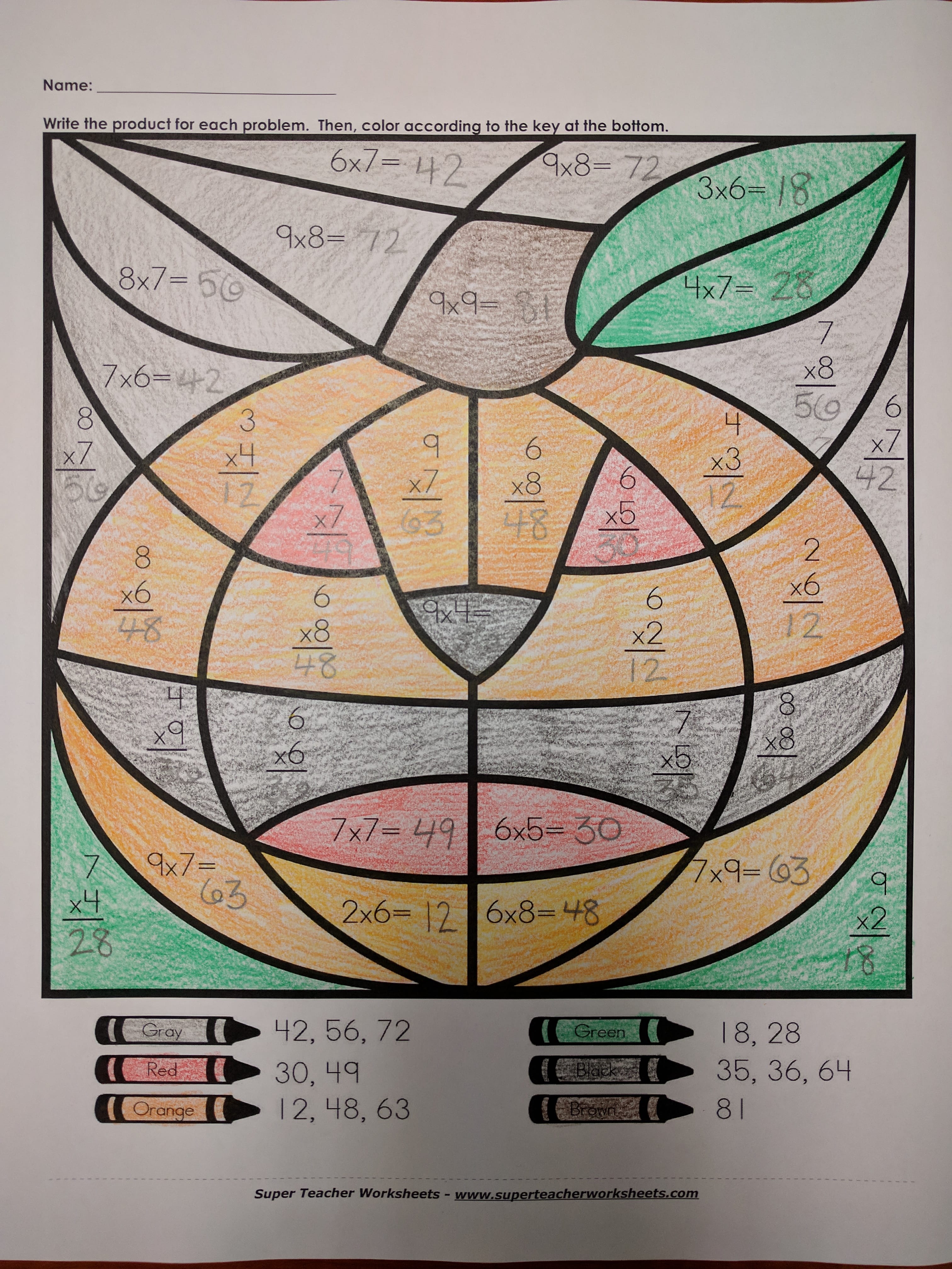 Pumpkin Coloring Math Activity