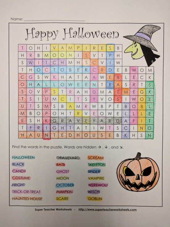 Halloween Word Search Puzzle