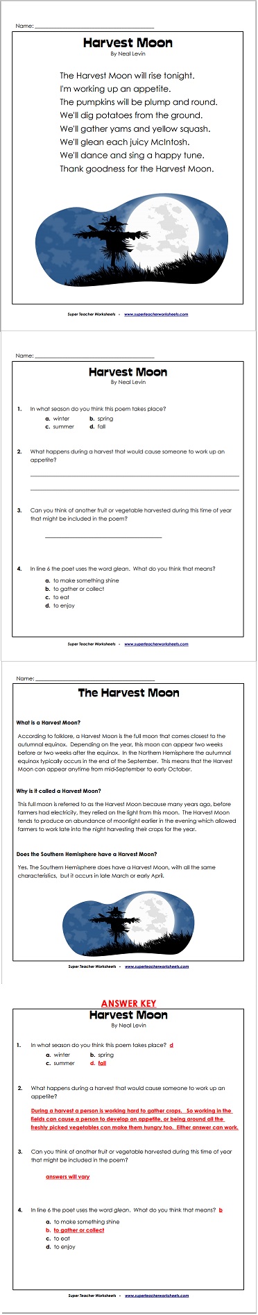 Harvest Moon Poem