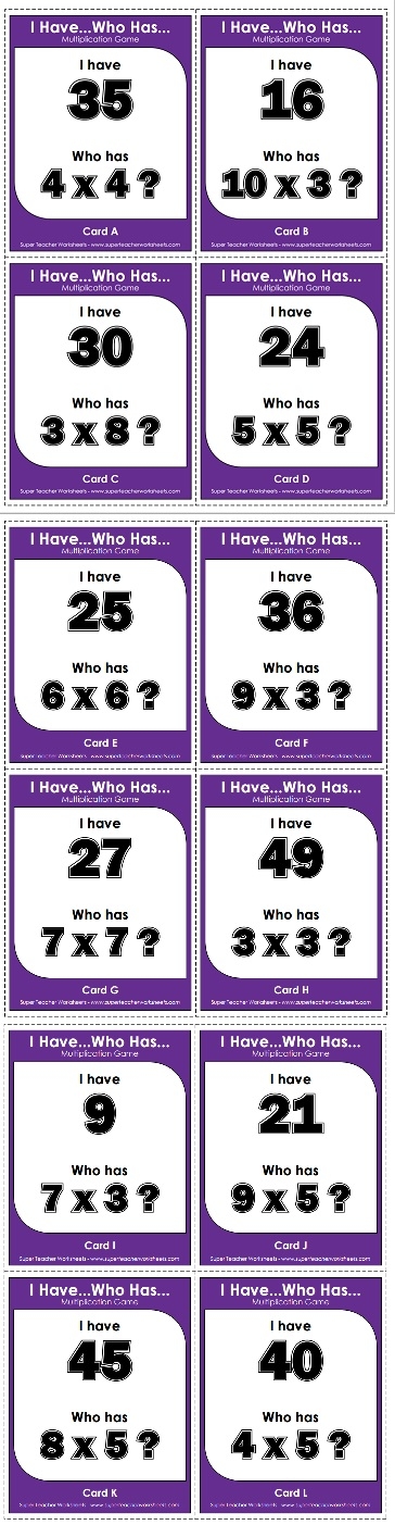 Multiplication "I Have/Who Has"
