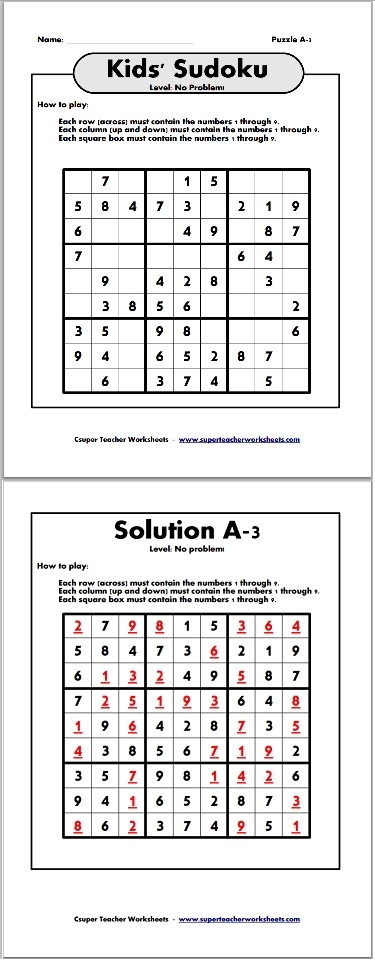 Free Printable Sudoku Puzzles for kids  Sudoku puzzles, Sudoku, Sudoku  printable