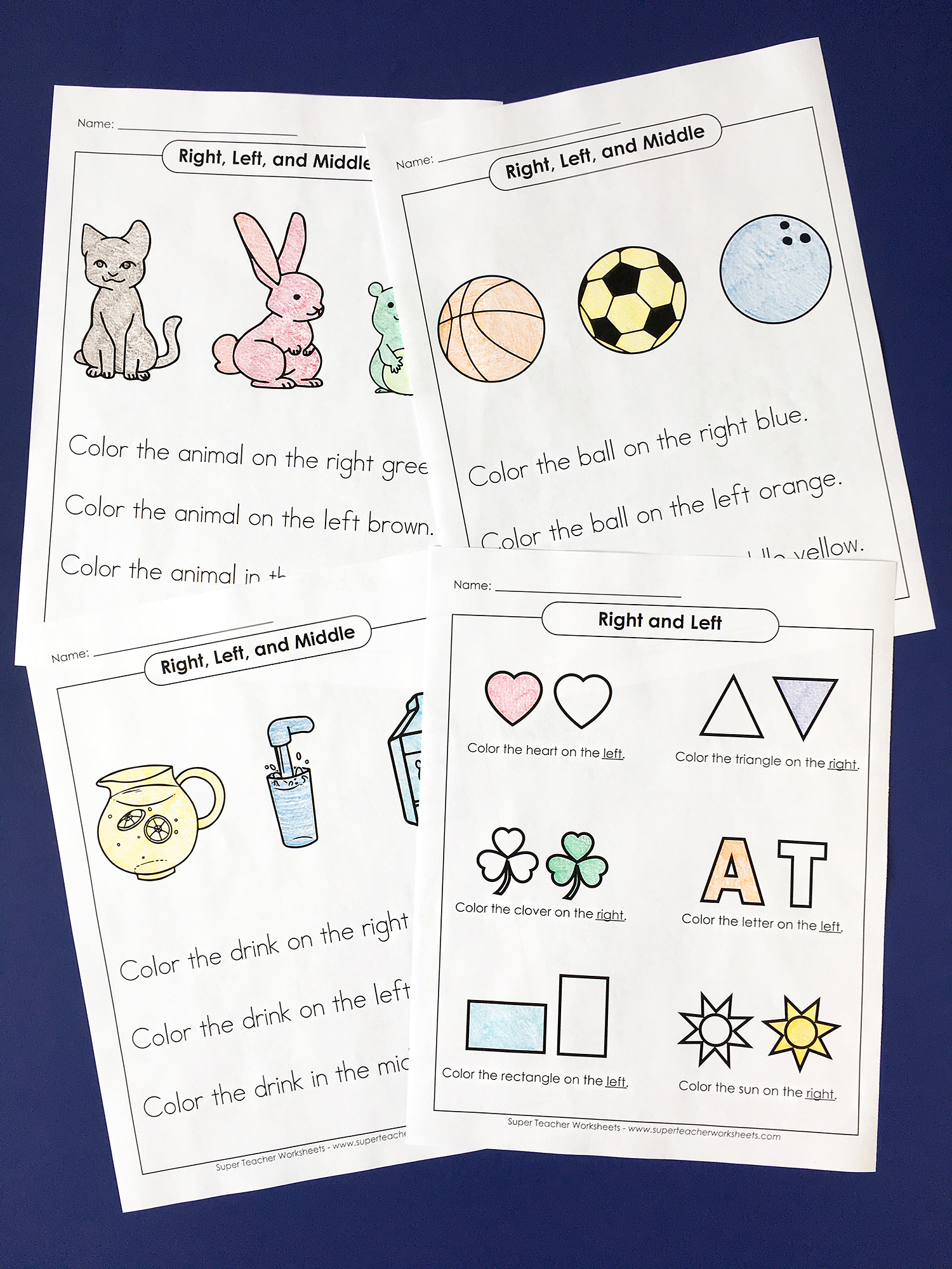 Right and Left Worksheets 