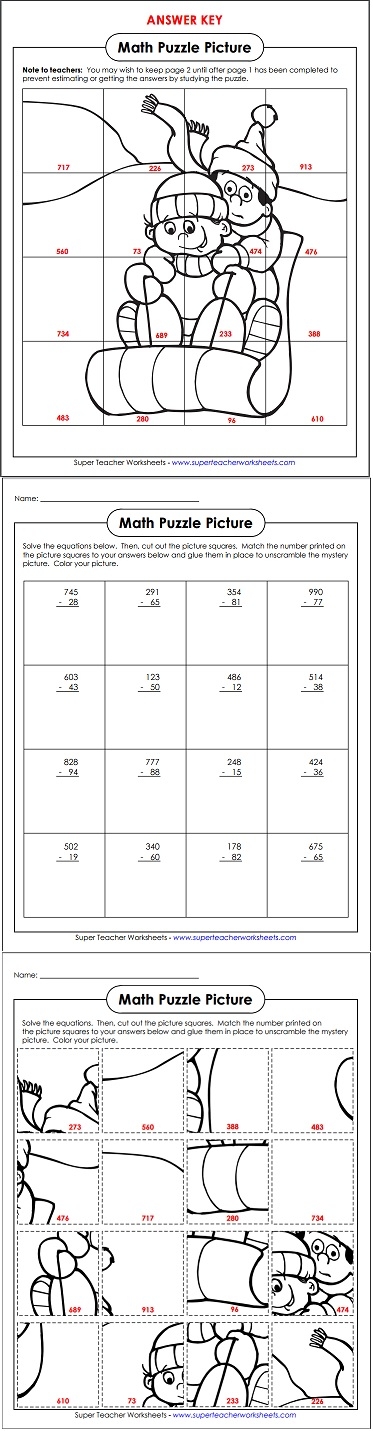 Winter Math Picture Puzzle