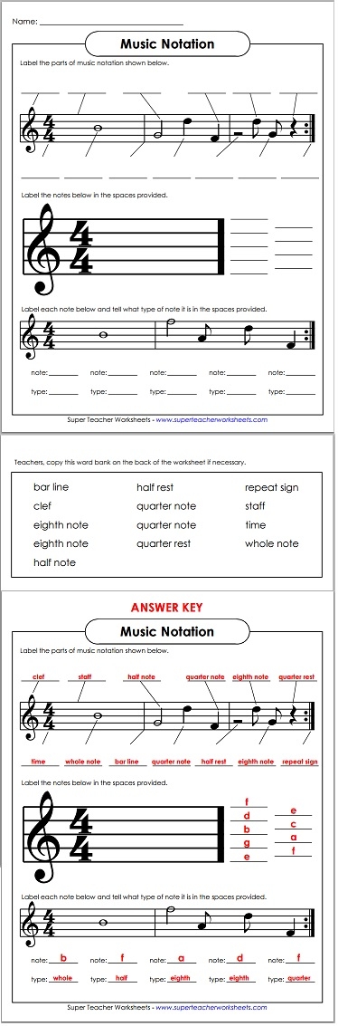 Music Notation Worksheet