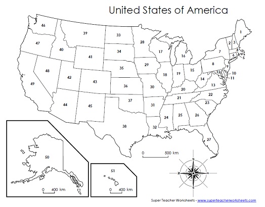 USA - Numbered Map