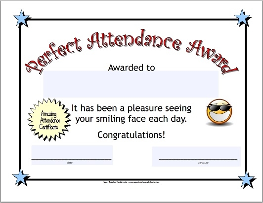 Perfect Attendance Certificate 