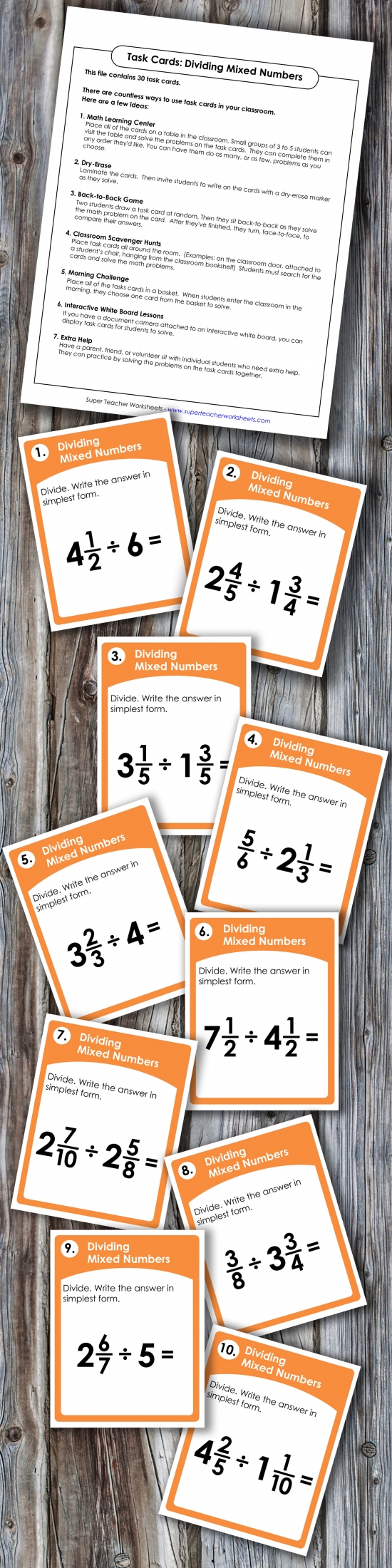 Dividing Mixed Numbers Task Cards