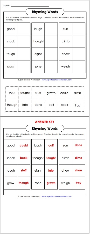 Cut and Glue Rhyming Words