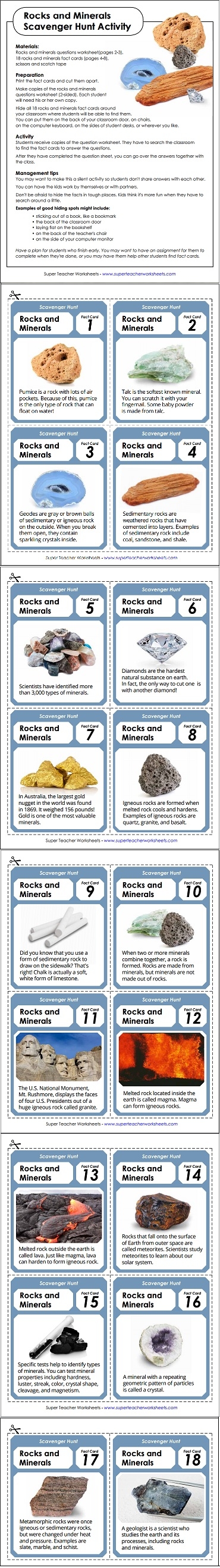 Rocks and Minerals Scavenger Hunt