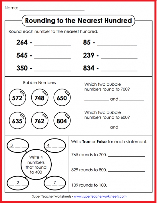 Rounding Hundreds Chart