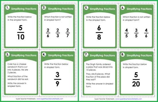 Equivalent Fractions & Simplifying Fractions (Worksheets)