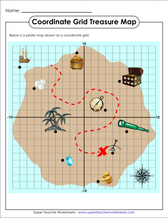 Treasure Map Coordinate Grid