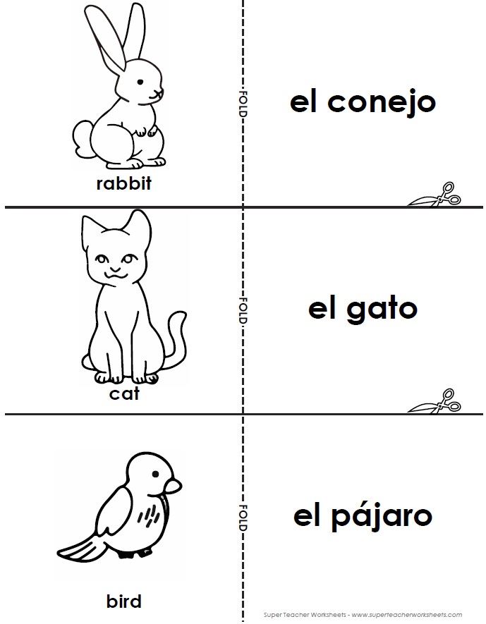 Printable Spanish Flaschards - Pets