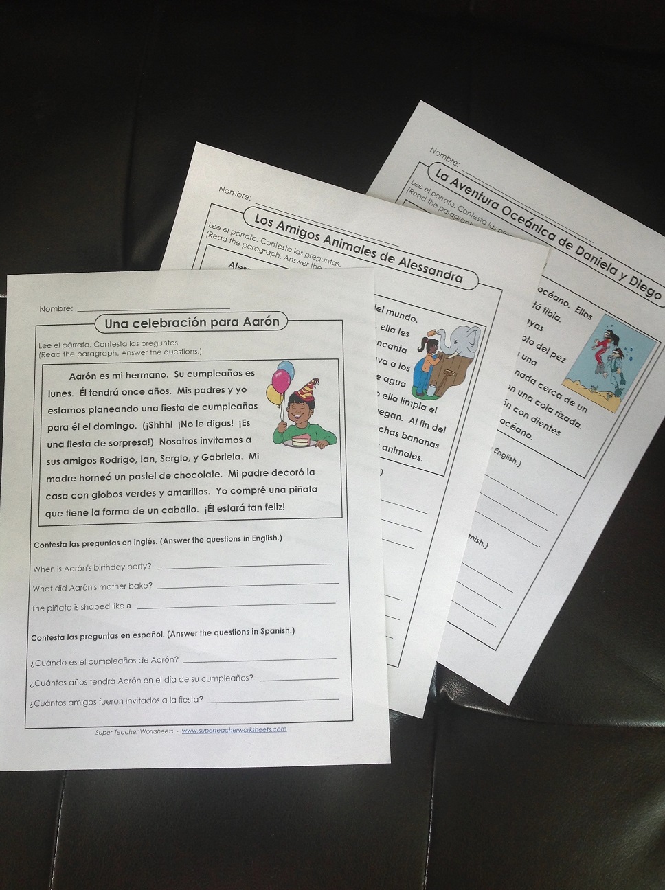 Spanish Reading Passages (Basic) Throughout Spanish Reading Comprehension Worksheet