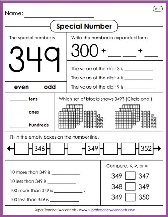 Special Number Place Value Activity 