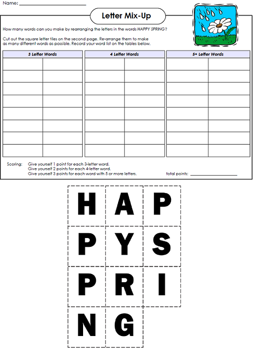 Spring Worksheets on SuperTeacherWorksheets.com