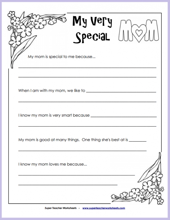 My Very Special Mom Printable Activity