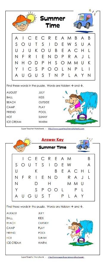 Summer Time Word Search