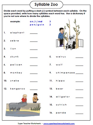 Syllable Zoo Worksheet