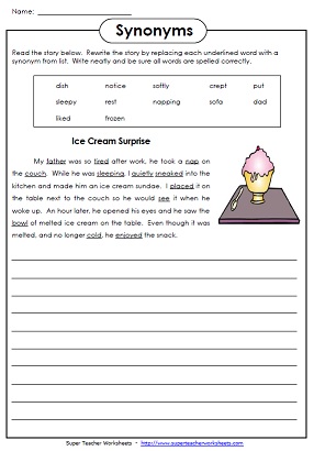 Printable Synonym Worksheets