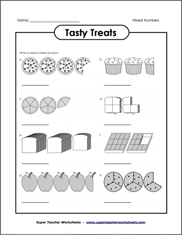 Tasty Treats Mixed Numbers