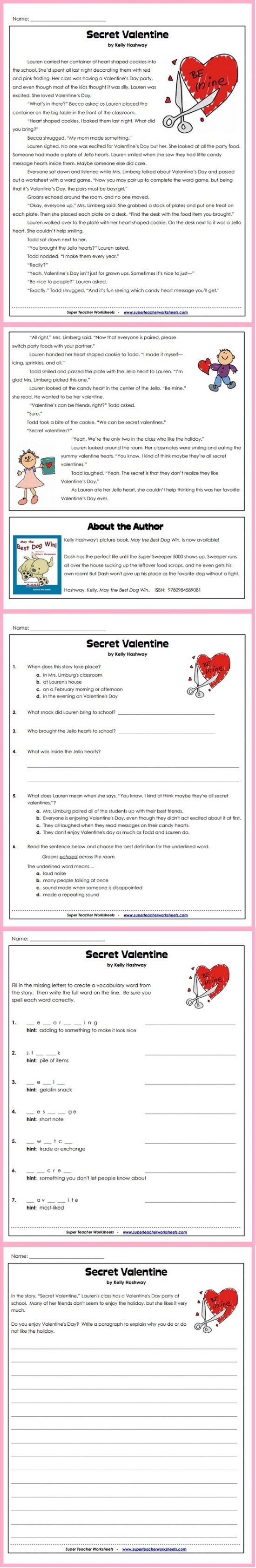 Valentine's Day Reading Comprehension Activity 