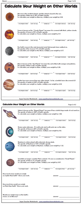 A Fun Planet Worksheet