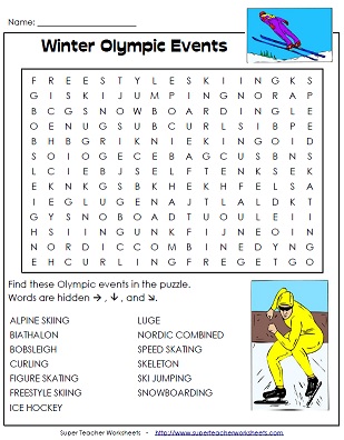 winter olympics word search
