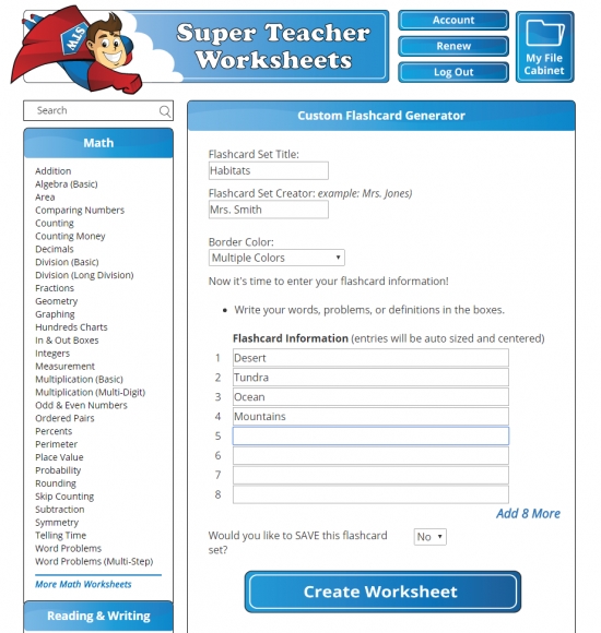 Worksheet Generator Tools